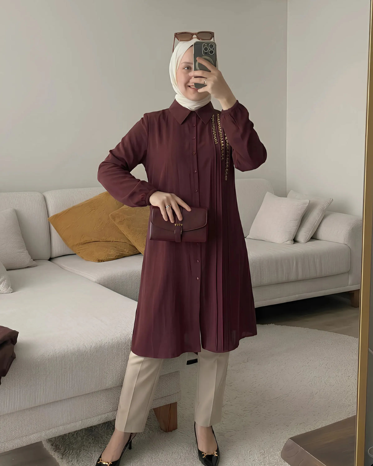Chemise Longue Armera Perlée