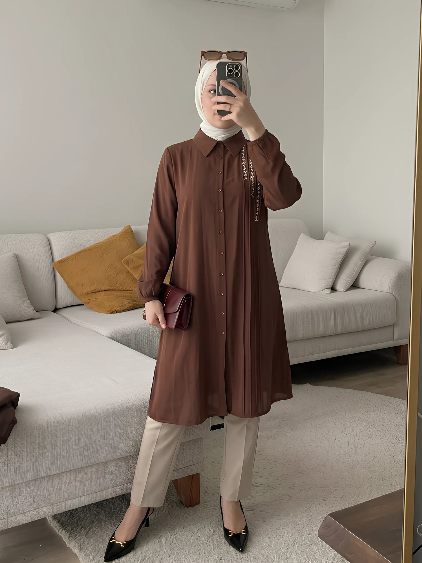 Chemise Longue Armera Perlée