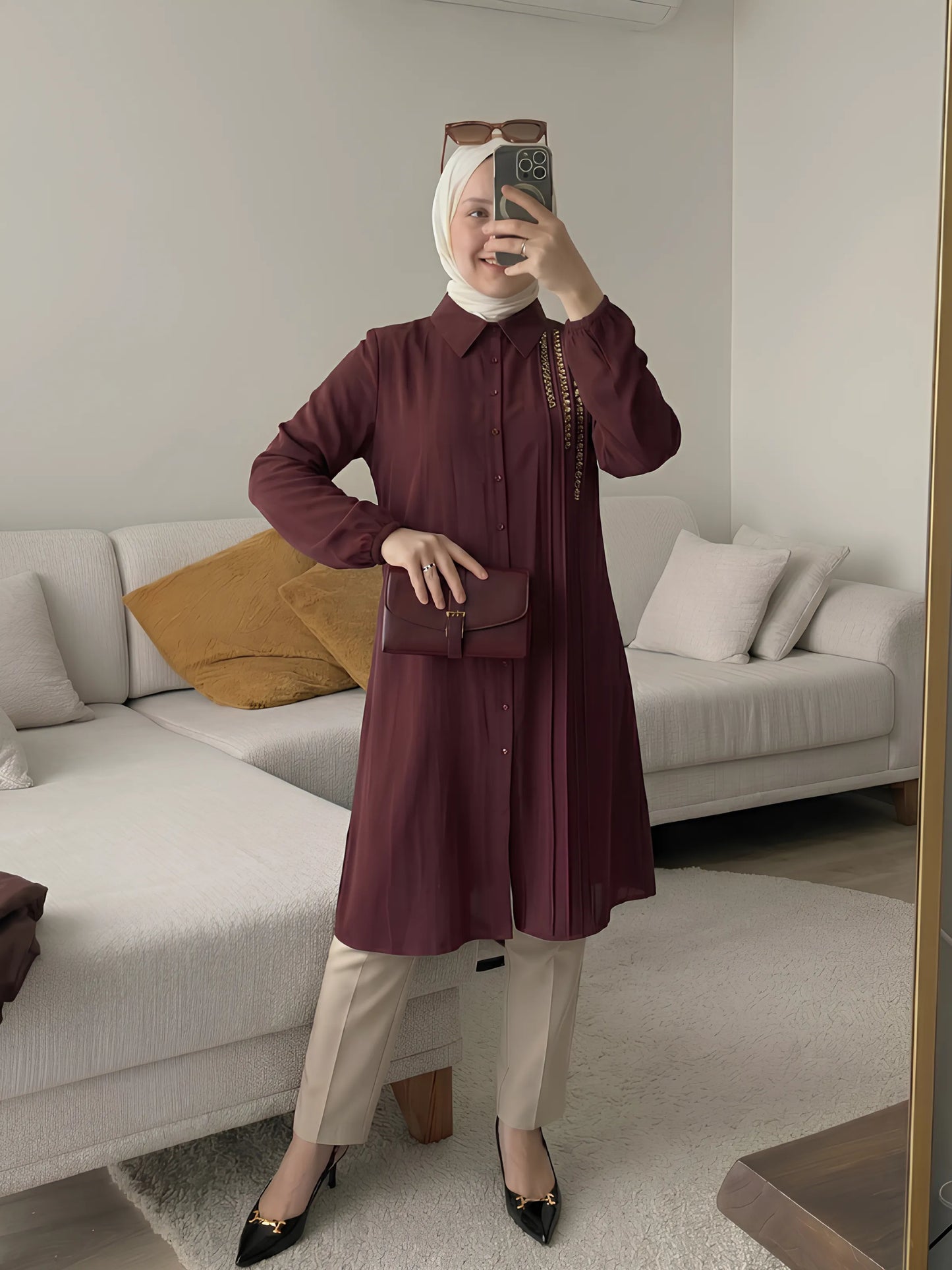 Chemise Longue Armera Perlée