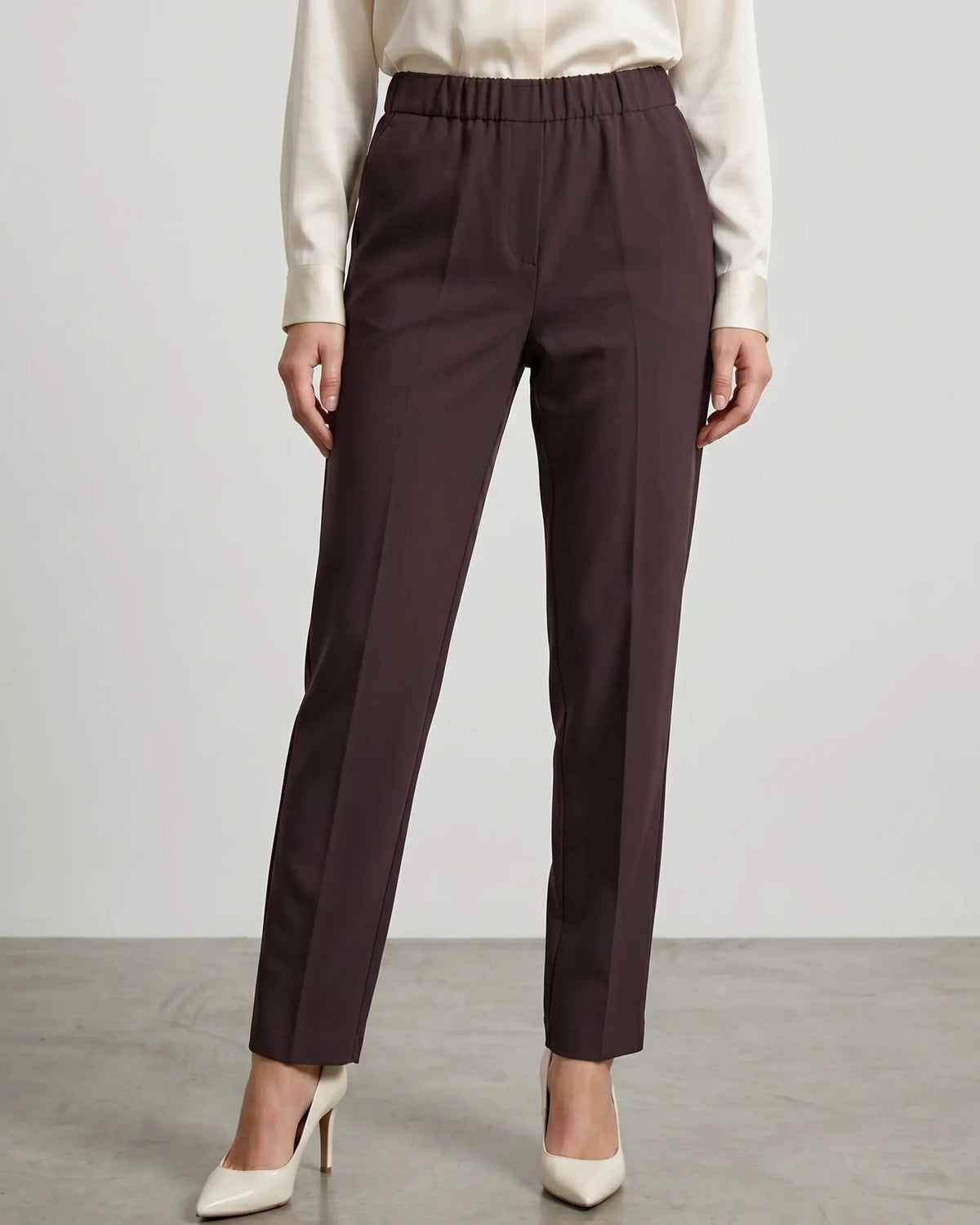 pantalon droit ceinture élastique