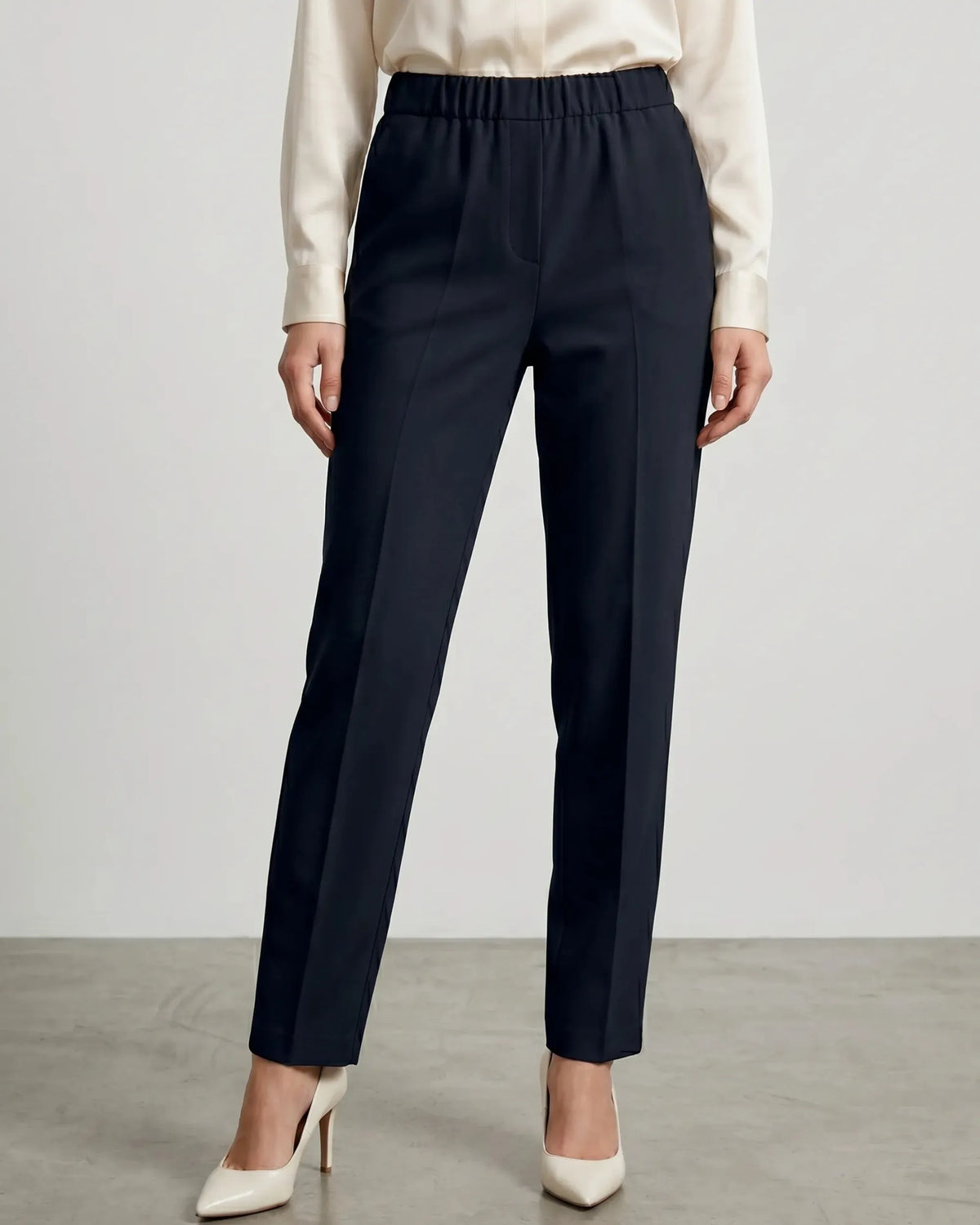 pantalon droit ceinture élastique