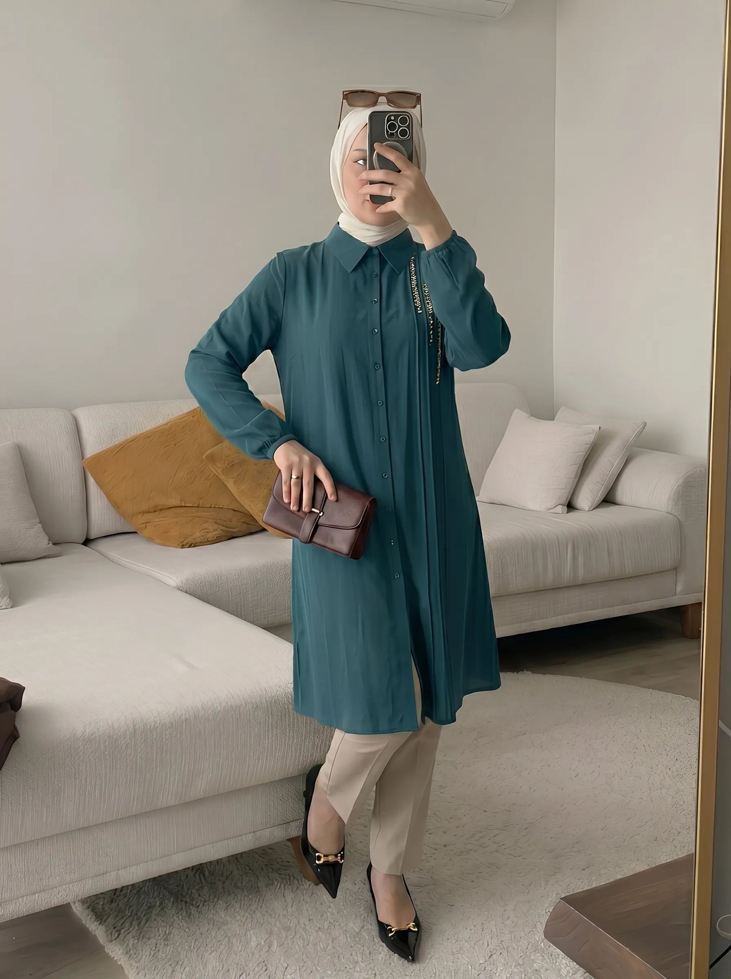 Chemise Longue Armera Perlée