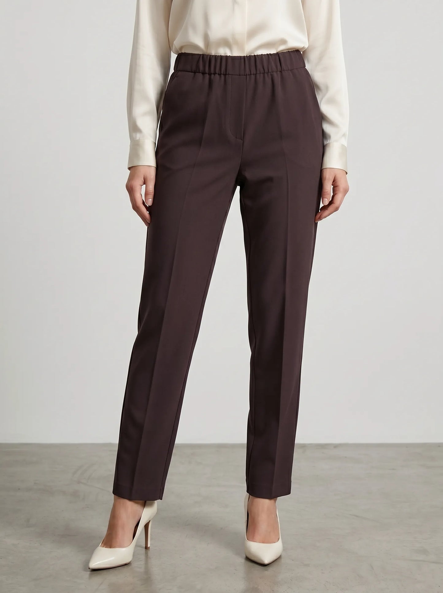 pantalon droit ceinture élastique
